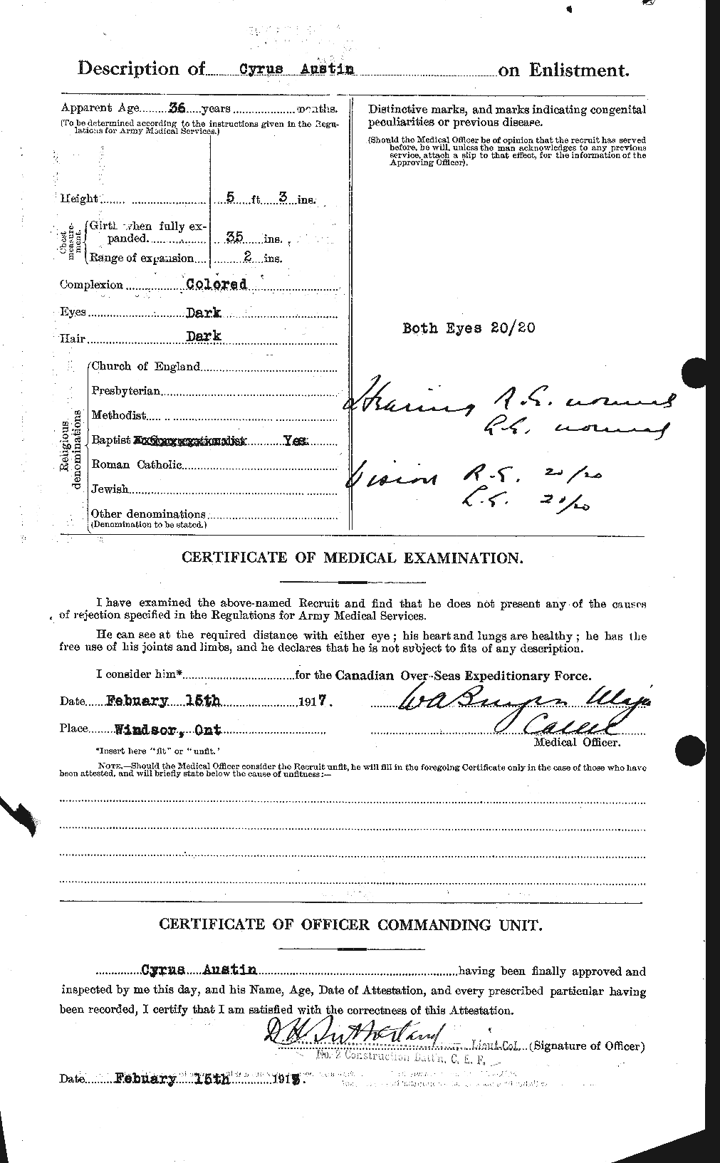 Dossiers du Personnel de la Première Guerre mondiale - CEC 215437b