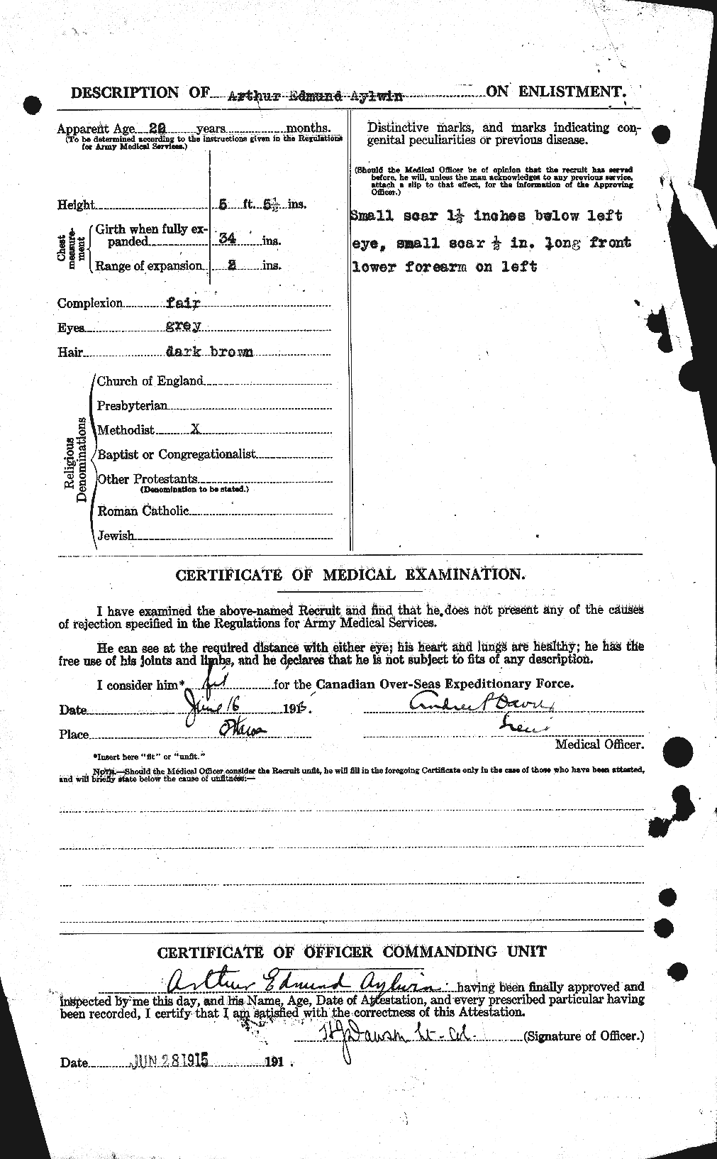 Dossiers du Personnel de la Première Guerre mondiale - CEC 215727b