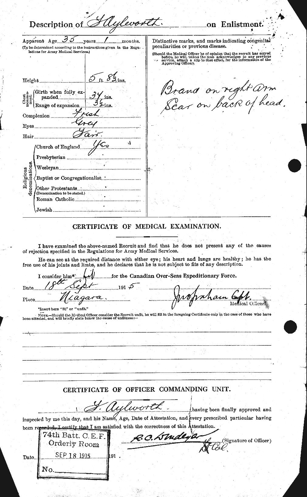 Dossiers du Personnel de la Première Guerre mondiale - CEC 215801b