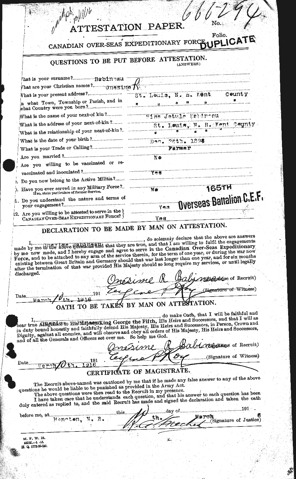Personnel Records of the First World War - CEF 216007a