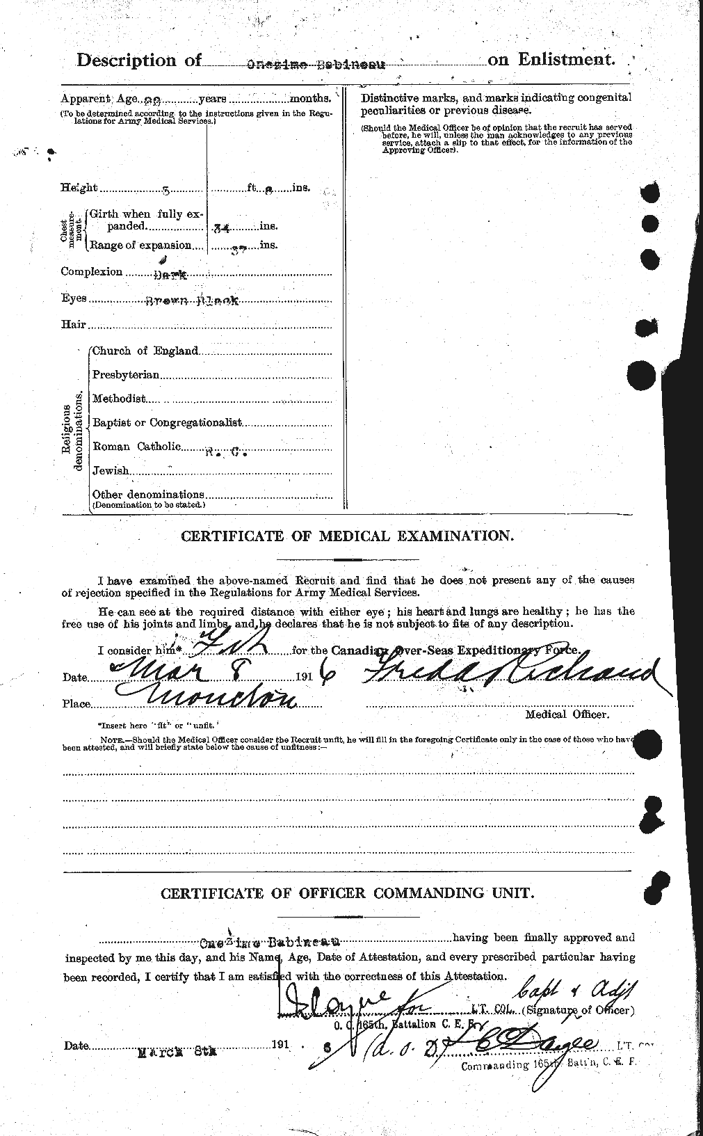 Personnel Records of the First World War - CEF 216007b