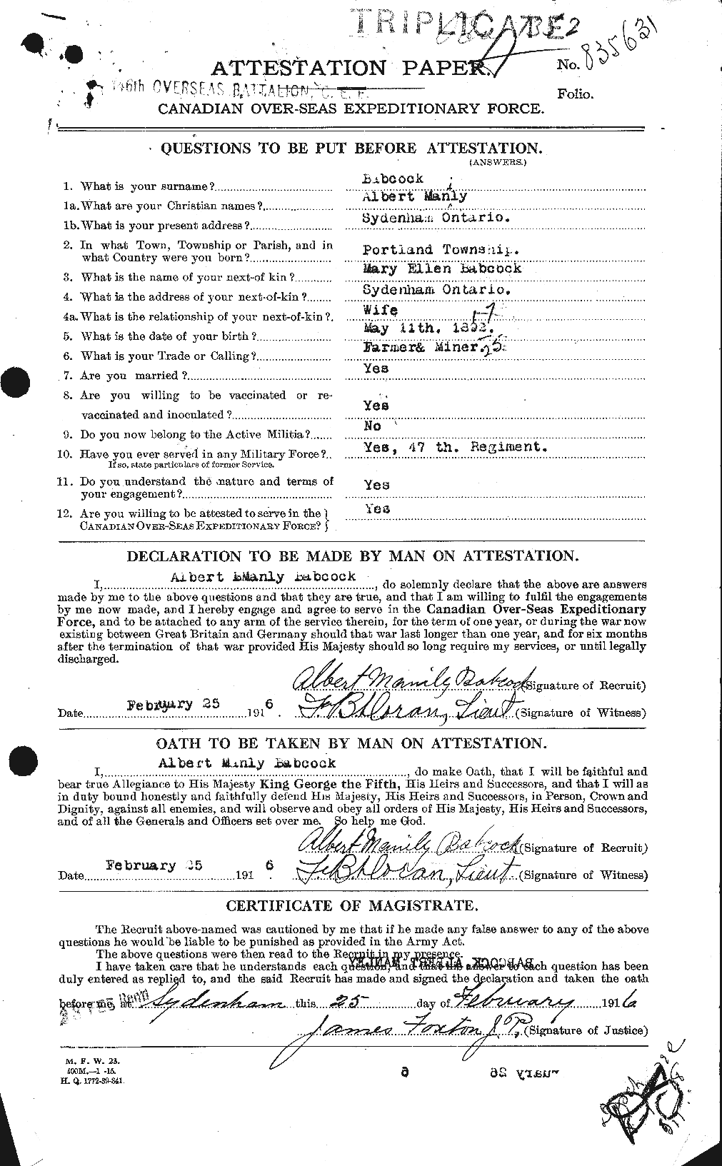 Personnel Records of the First World War - CEF 216013a