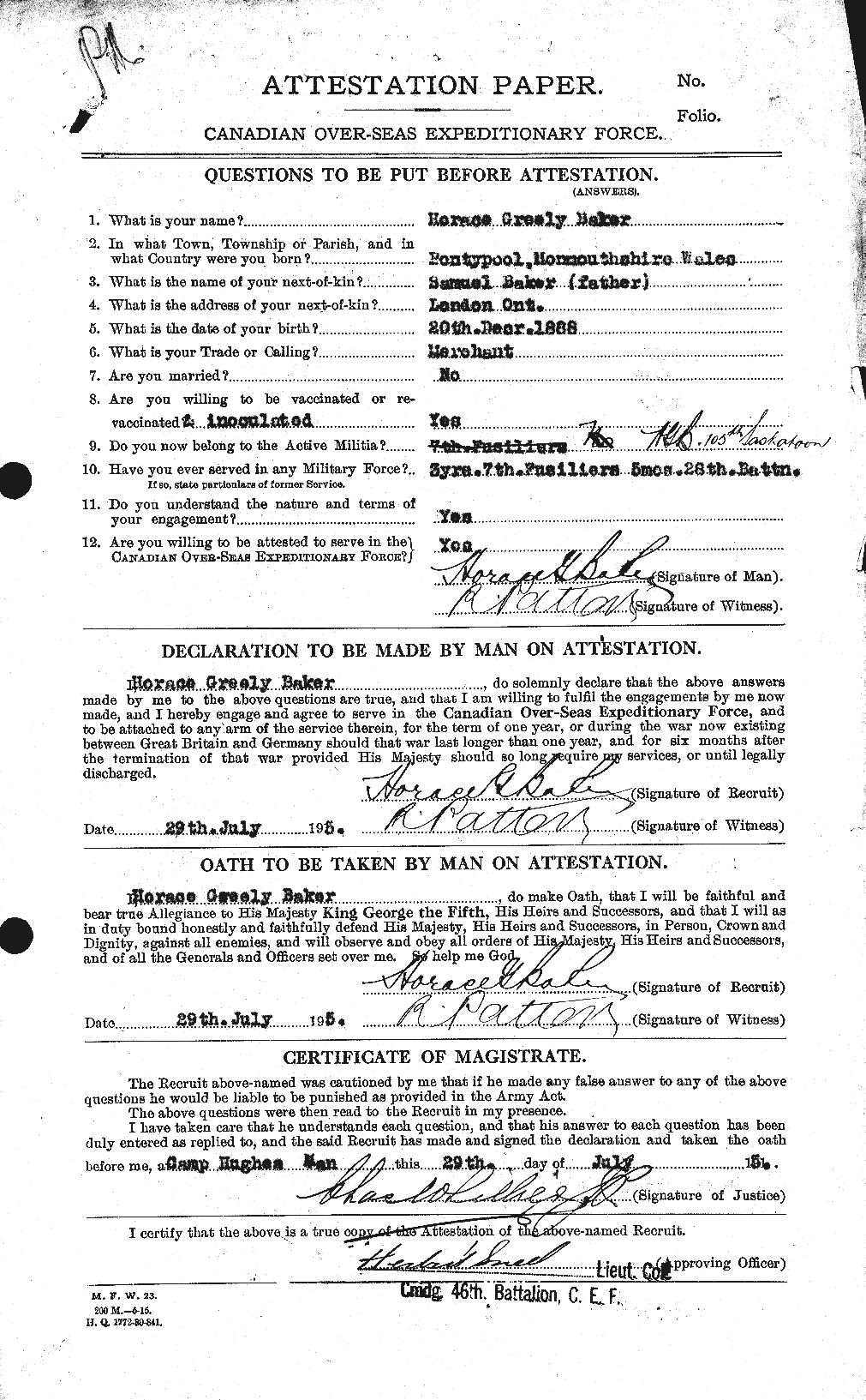 Personnel Records of the First World War - CEF 216101a