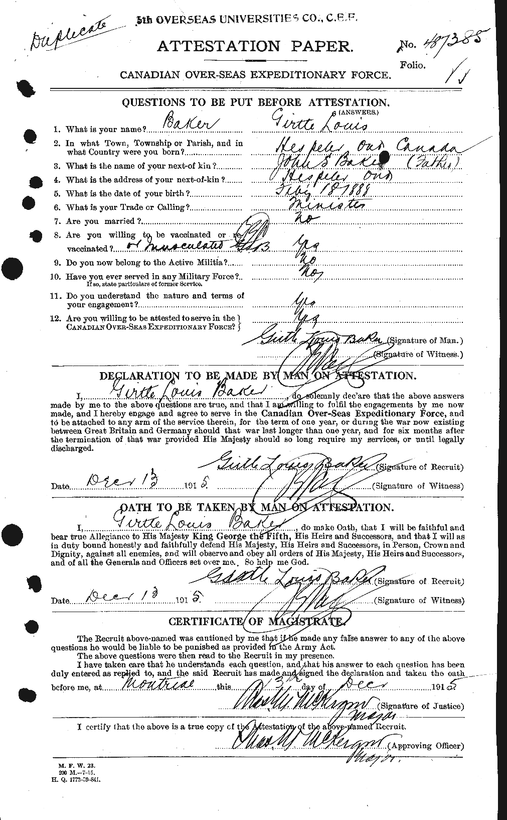 Personnel Records of the First World War - CEF 216206a