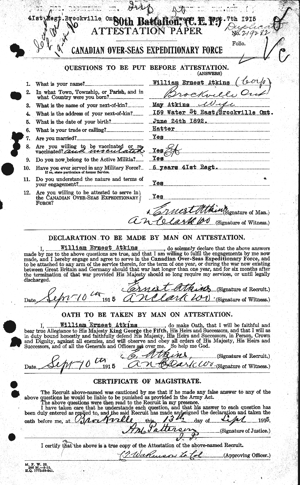 Personnel Records of the First World War - CEF 216762a