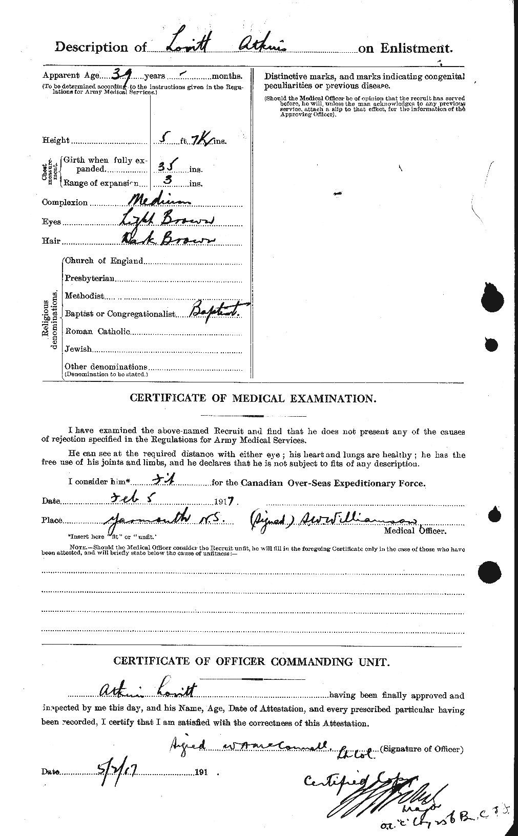 Dossiers du Personnel de la Première Guerre mondiale - CEC 216803b