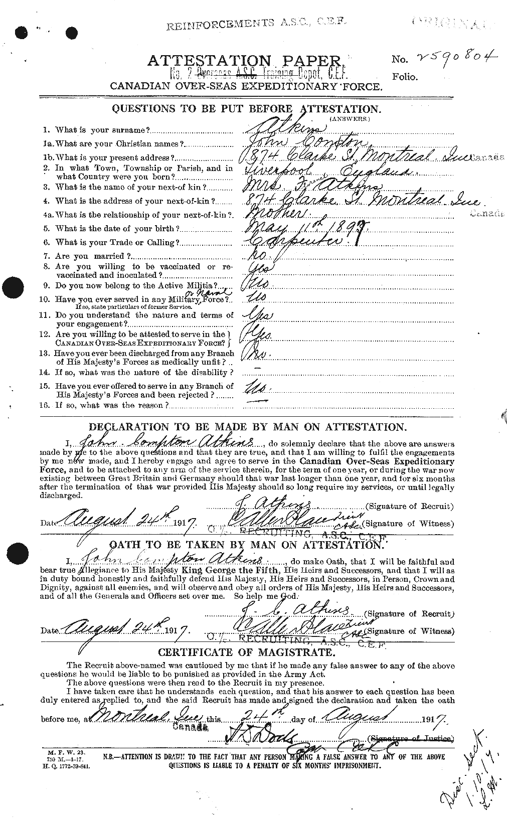 Personnel Records of the First World War - CEF 216823a