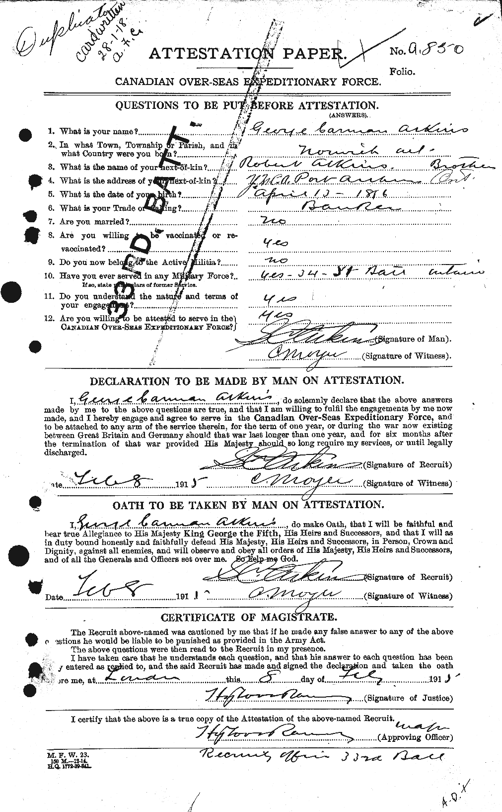 Personnel Records of the First World War - CEF 216854a