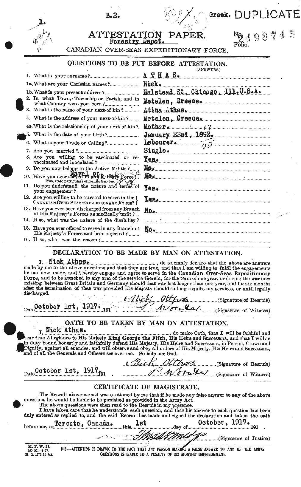 Personnel Records of the First World War - CEF 216993a