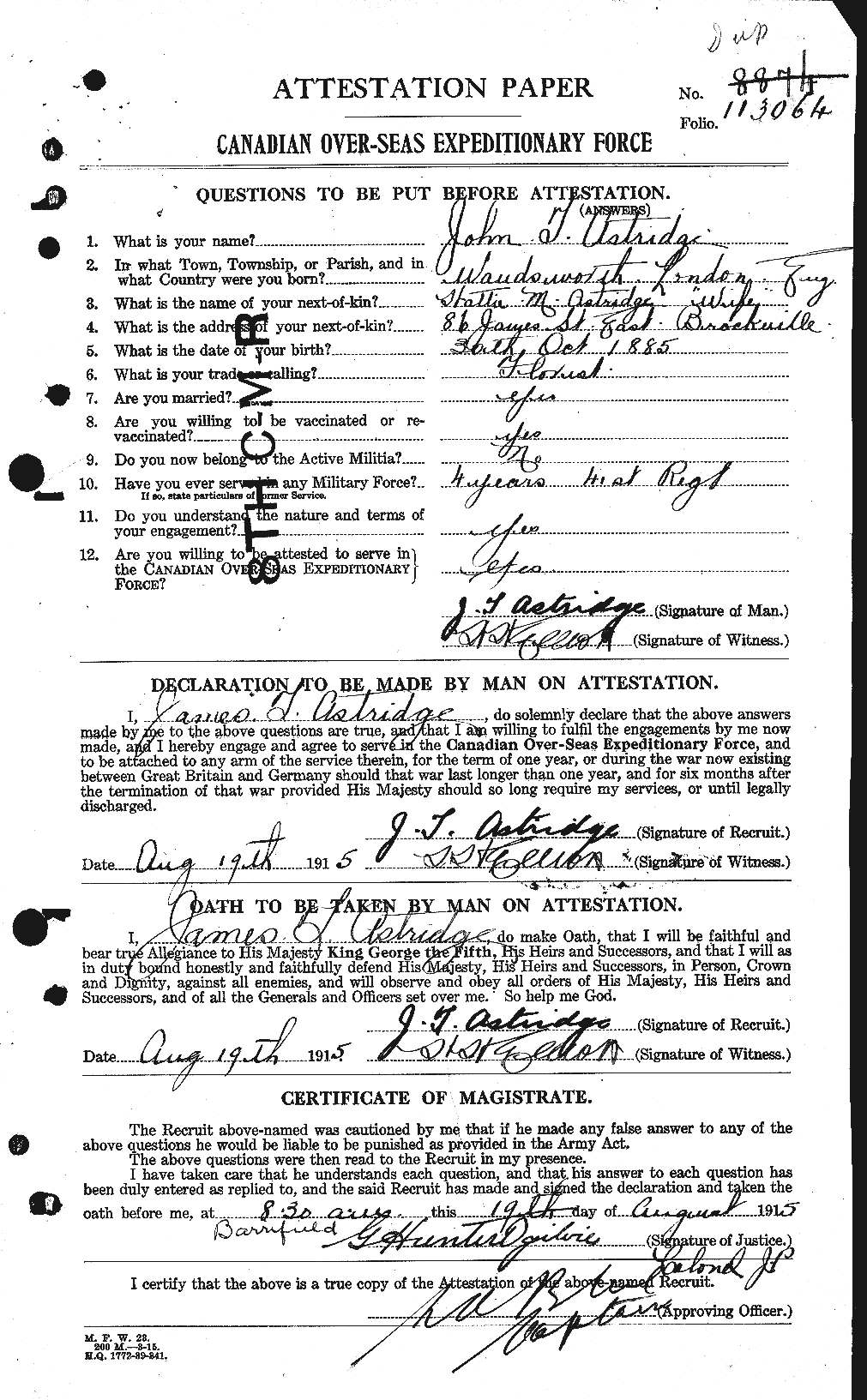 Personnel Records of the First World War - CEF 217074a