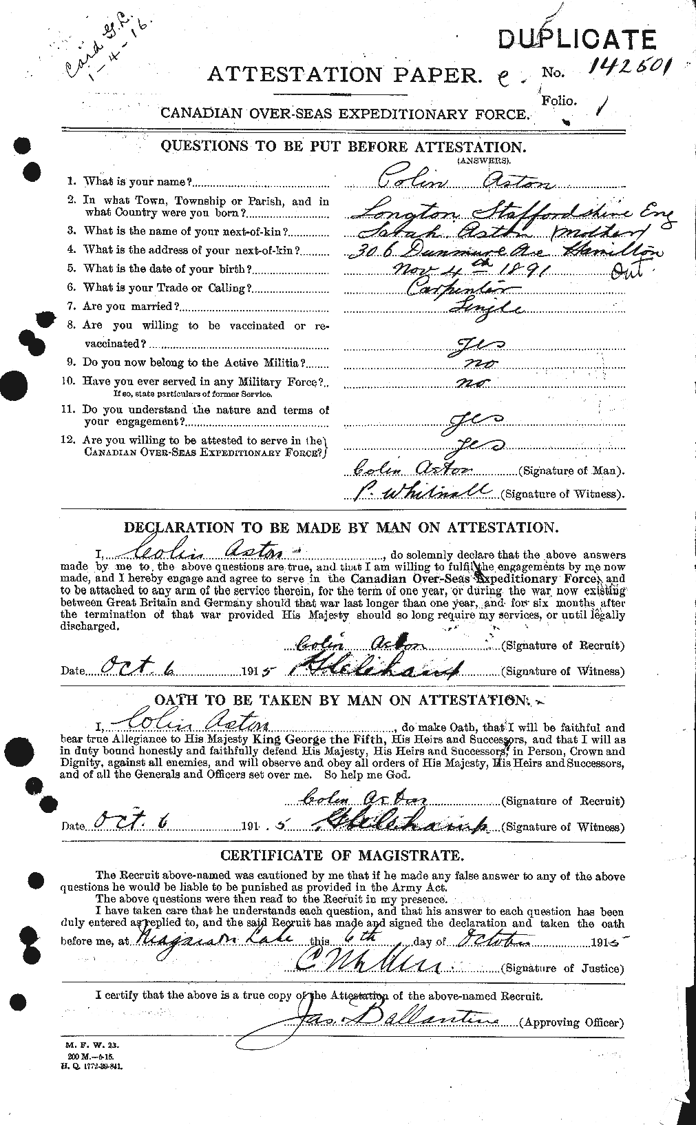 Personnel Records of the First World War - CEF 217106a