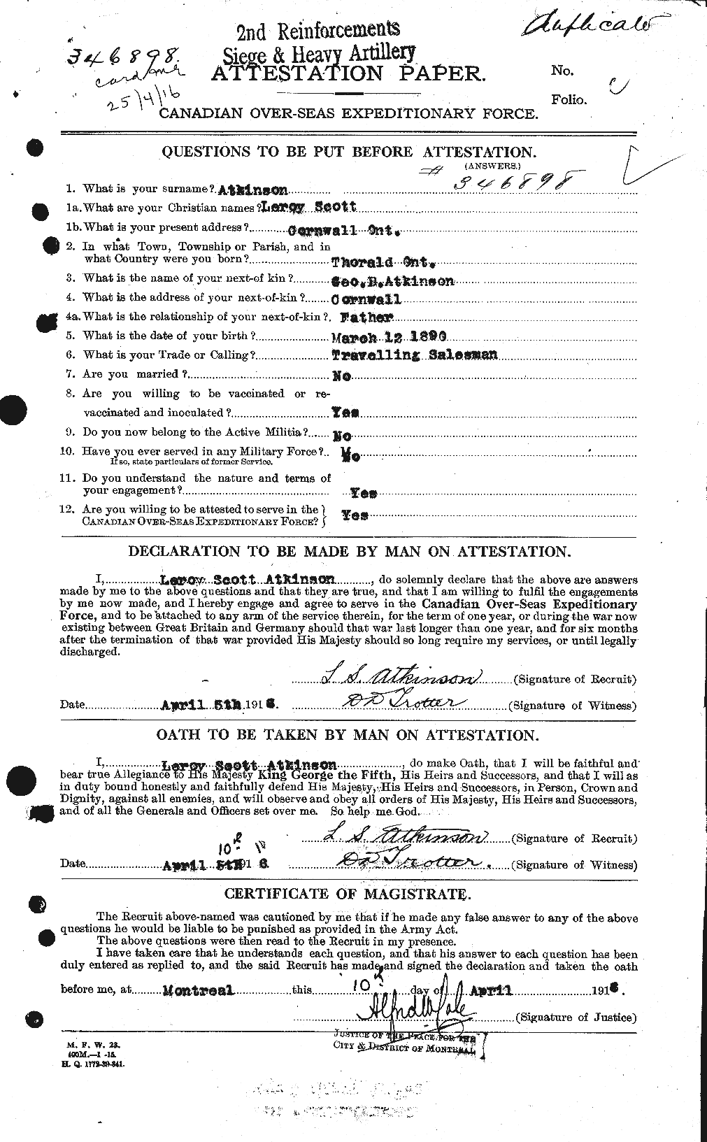 Personnel Records of the First World War - CEF 217277a