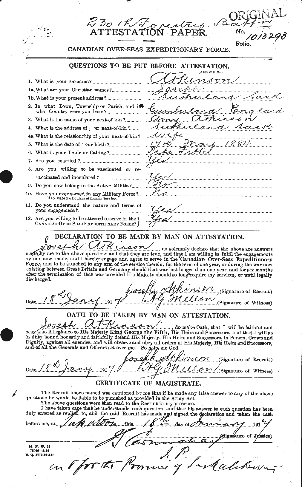 Personnel Records of the First World War - CEF 217290a