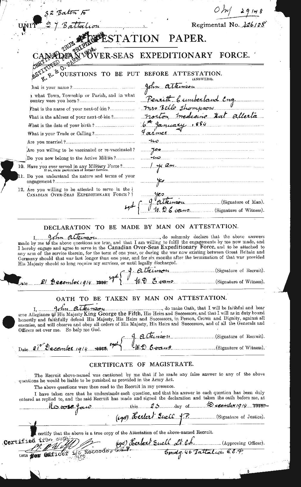 Personnel Records of the First World War - CEF 217333a