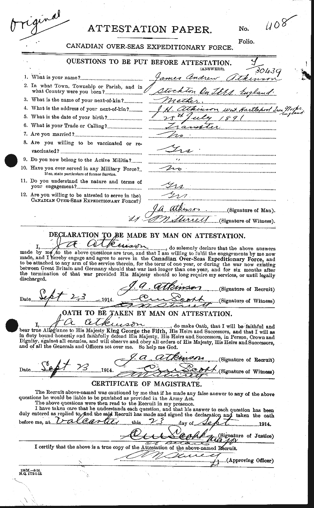 Personnel Records of the First World War - CEF 217354a