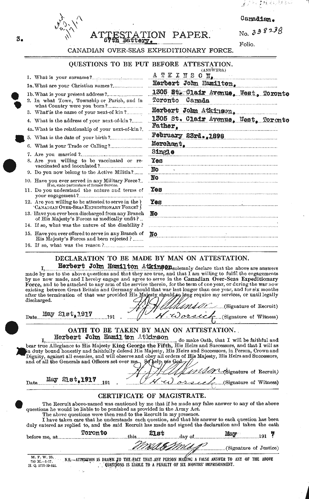 Personnel Records of the First World War - CEF 217366a
