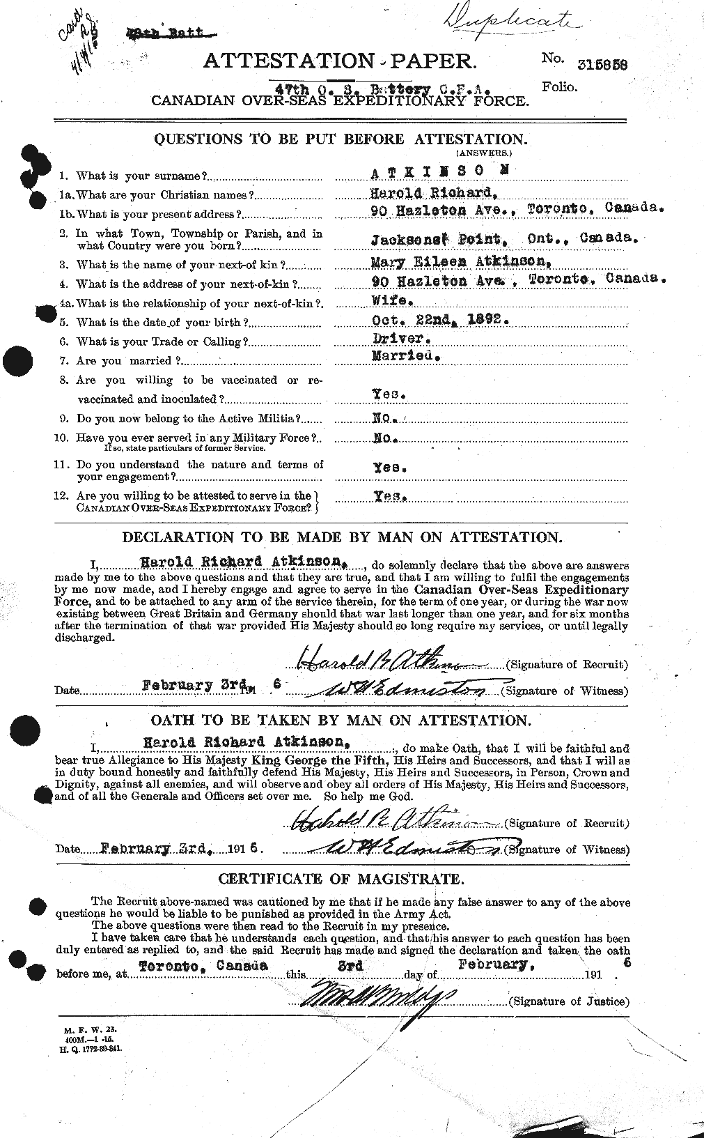 Personnel Records of the First World War - CEF 217385a