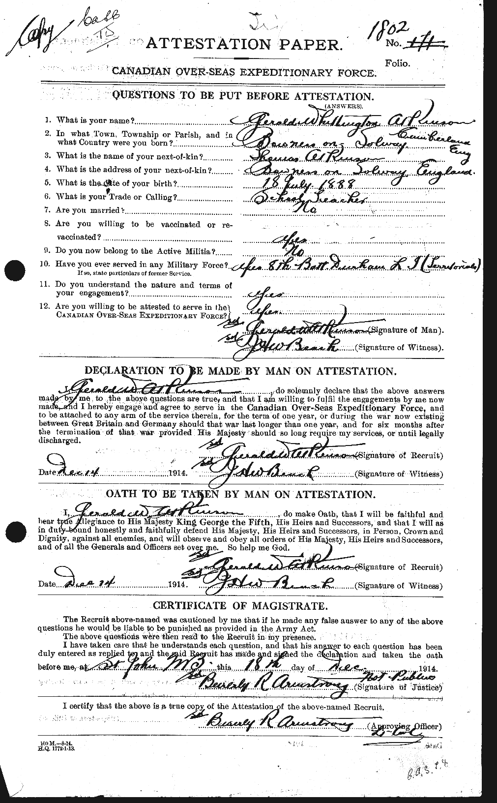 Personnel Records of the First World War - CEF 217403a