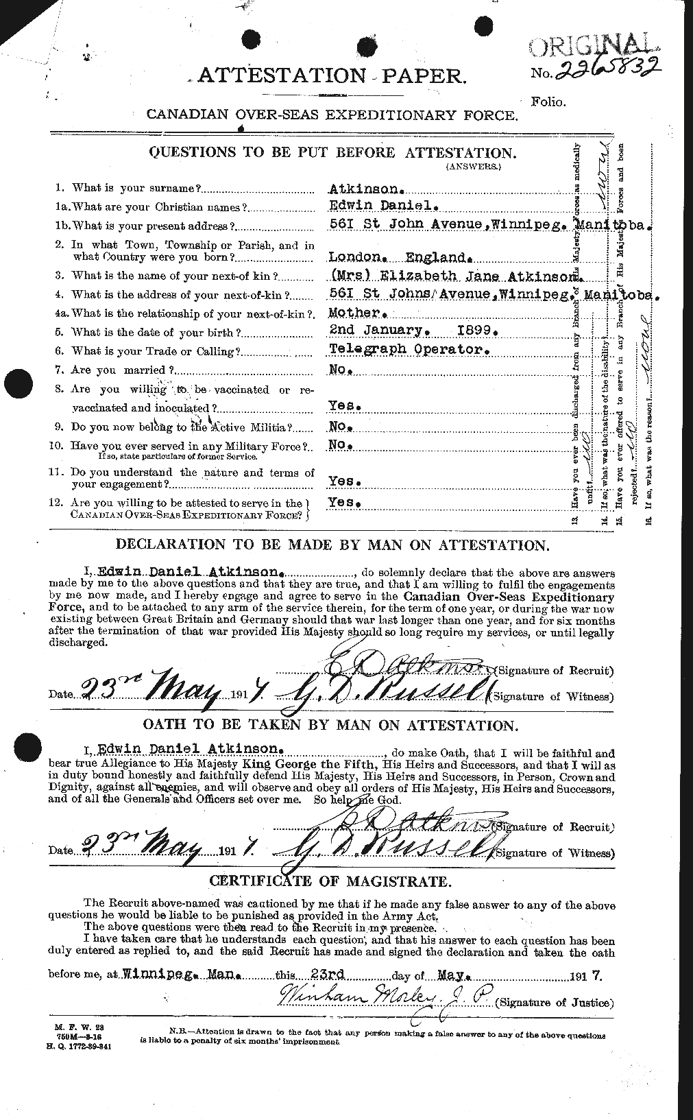 Personnel Records of the First World War - CEF 217487a