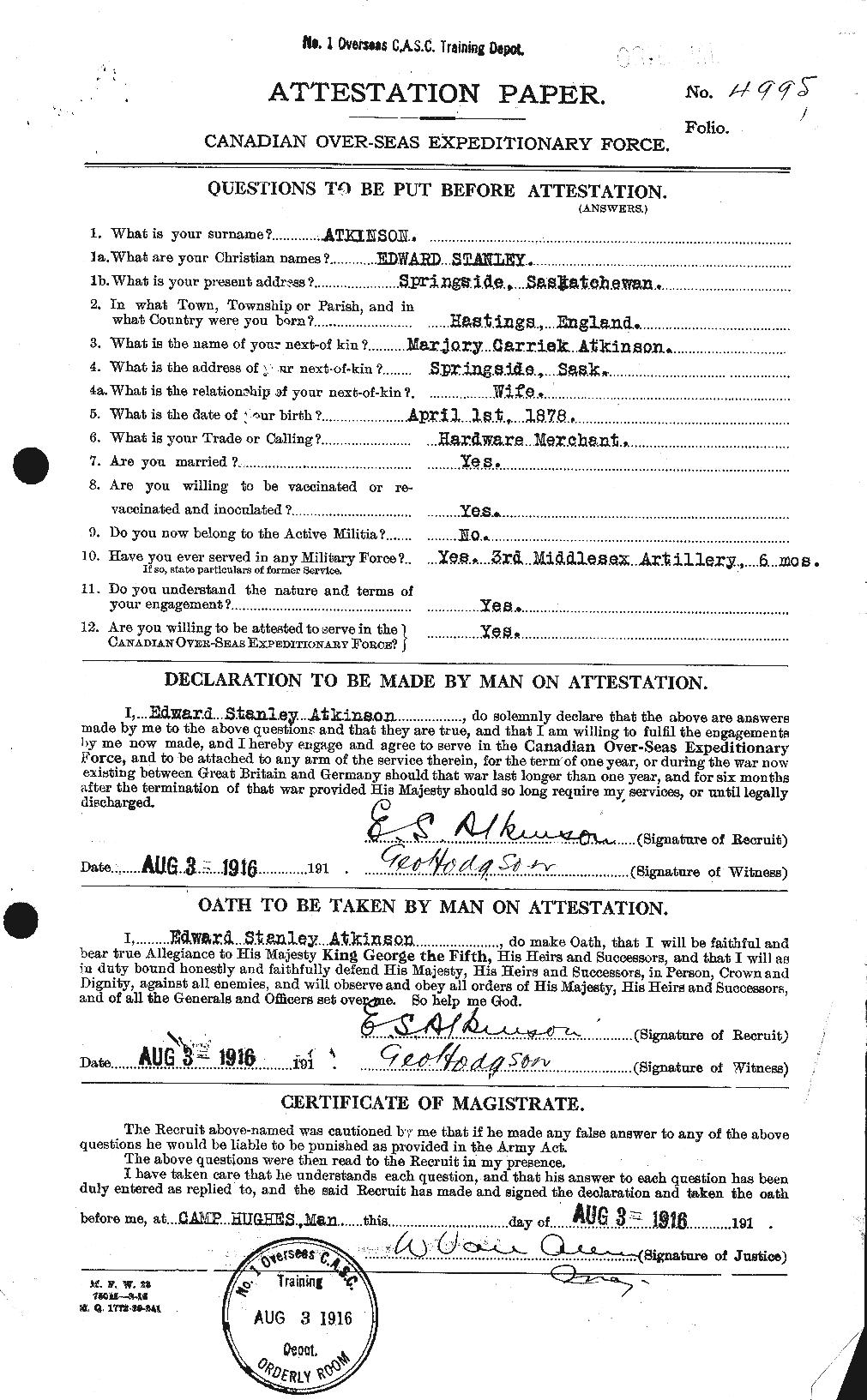 Personnel Records of the First World War - CEF 217491a