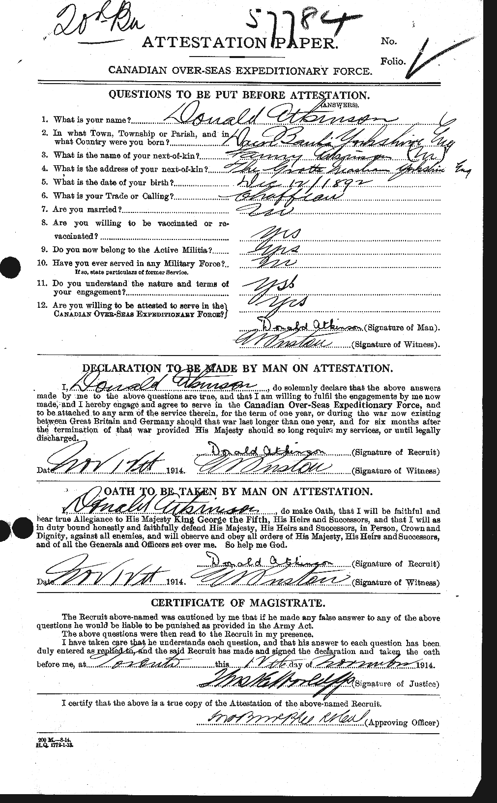 Personnel Records of the First World War - CEF 217503a