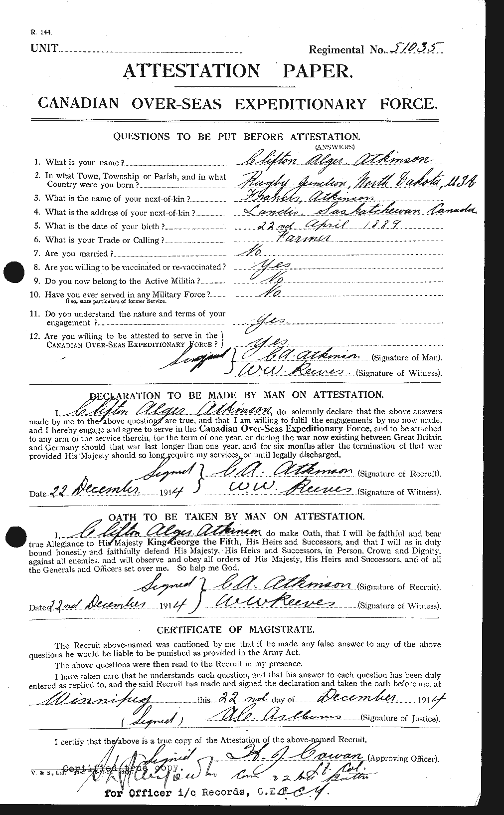 Personnel Records of the First World War - CEF 217512a