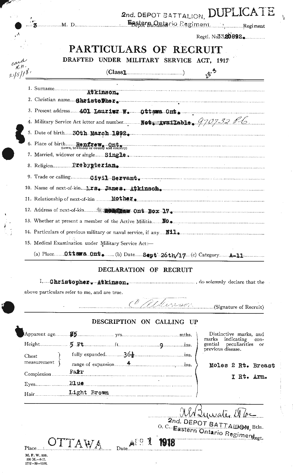 Personnel Records of the First World War - CEF 217520a