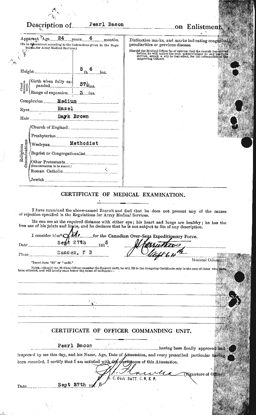 Dossiers du Personnel de la Première Guerre mondiale - CEC 217859b