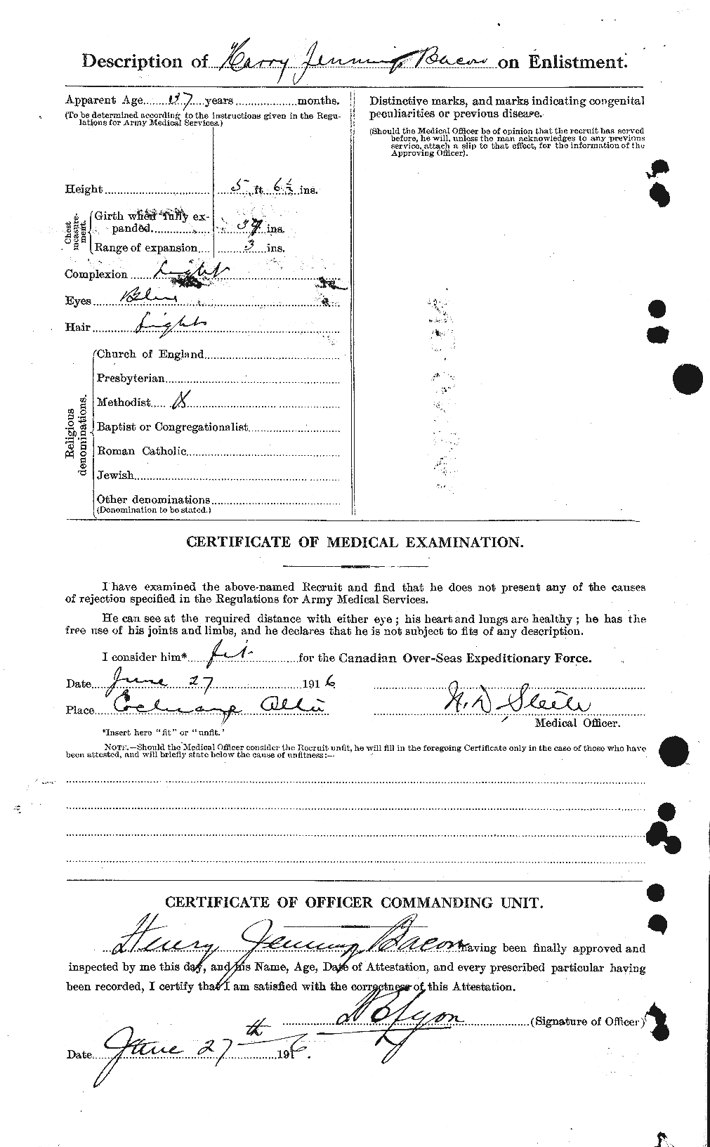 Dossiers du Personnel de la Première Guerre mondiale - CEC 217883b