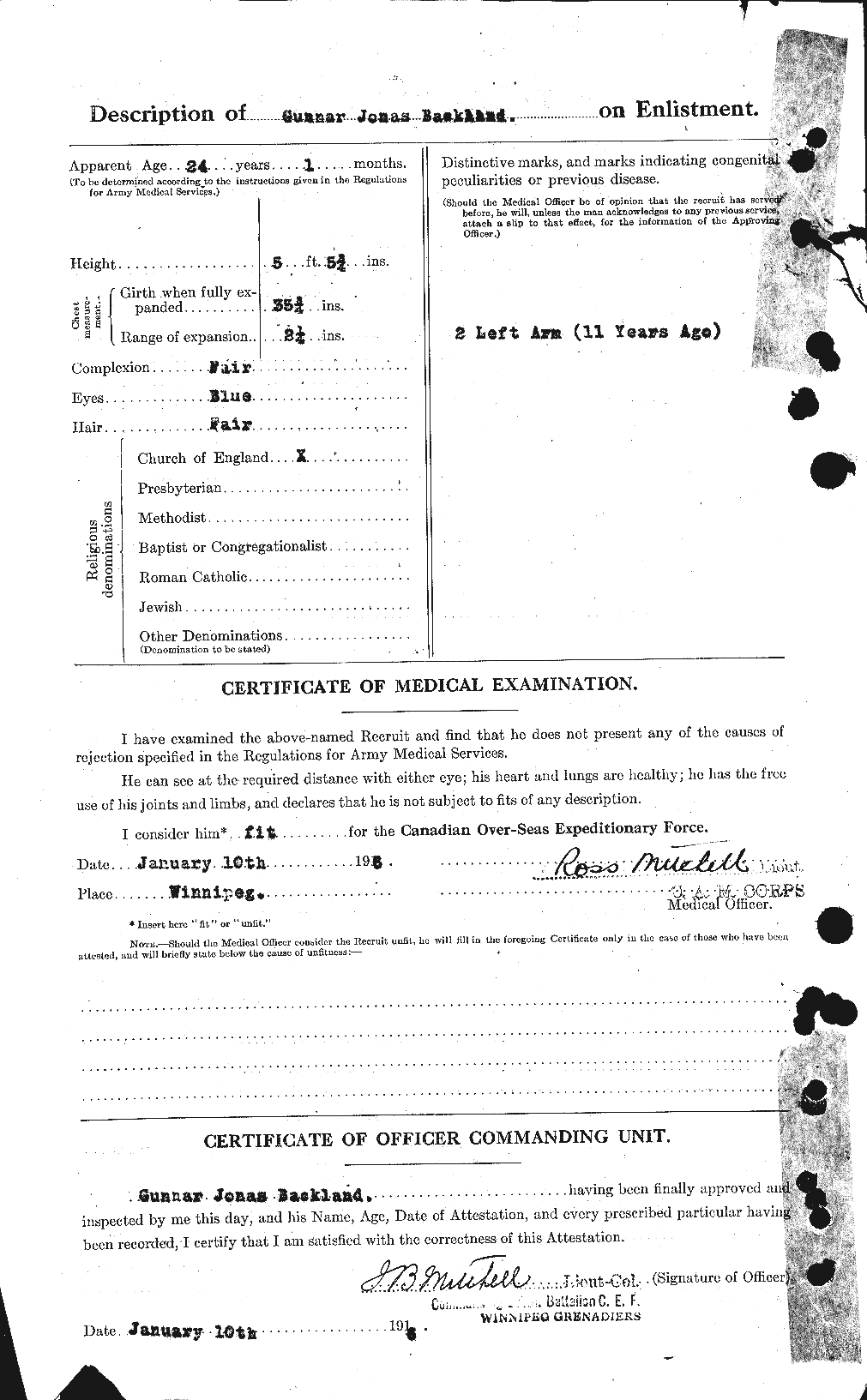 Dossiers du Personnel de la Première Guerre mondiale - CEC 217976b