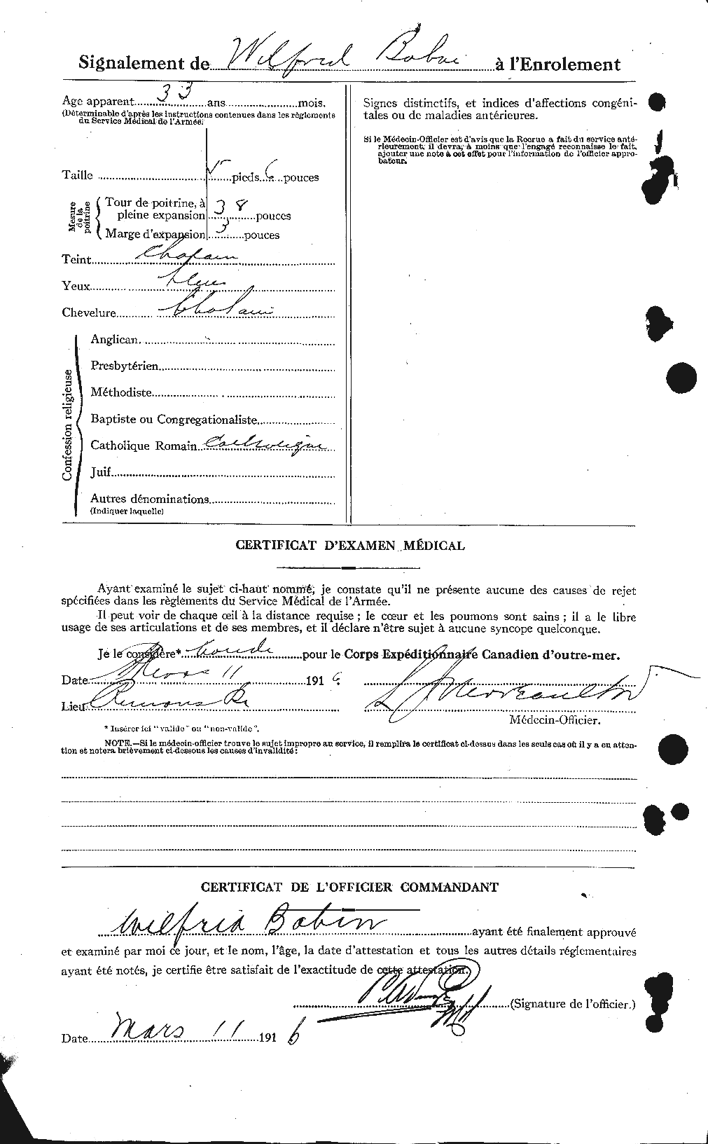Dossiers du Personnel de la Première Guerre mondiale - CEC 218127b