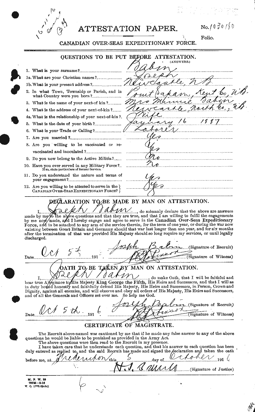 Personnel Records of the First World War - CEF 218139a