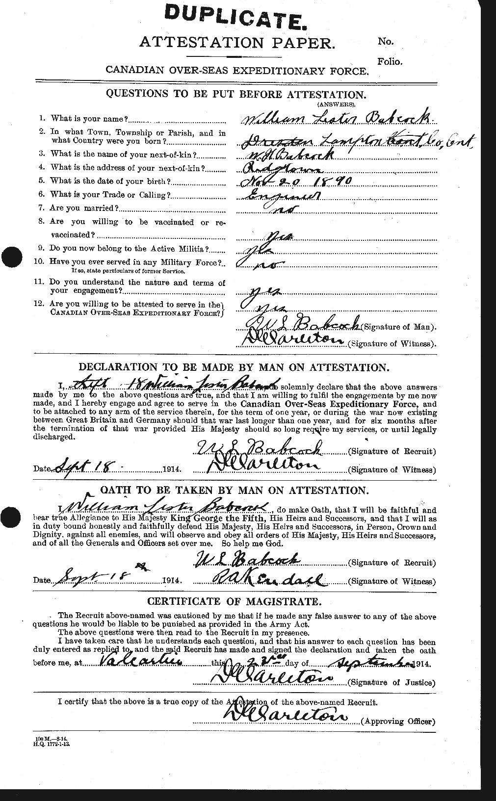 Personnel Records of the First World War - CEF 218185a