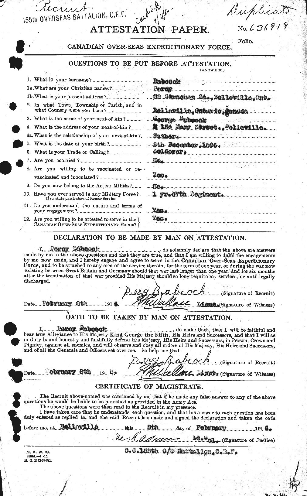 Personnel Records of the First World War - CEF 218212a