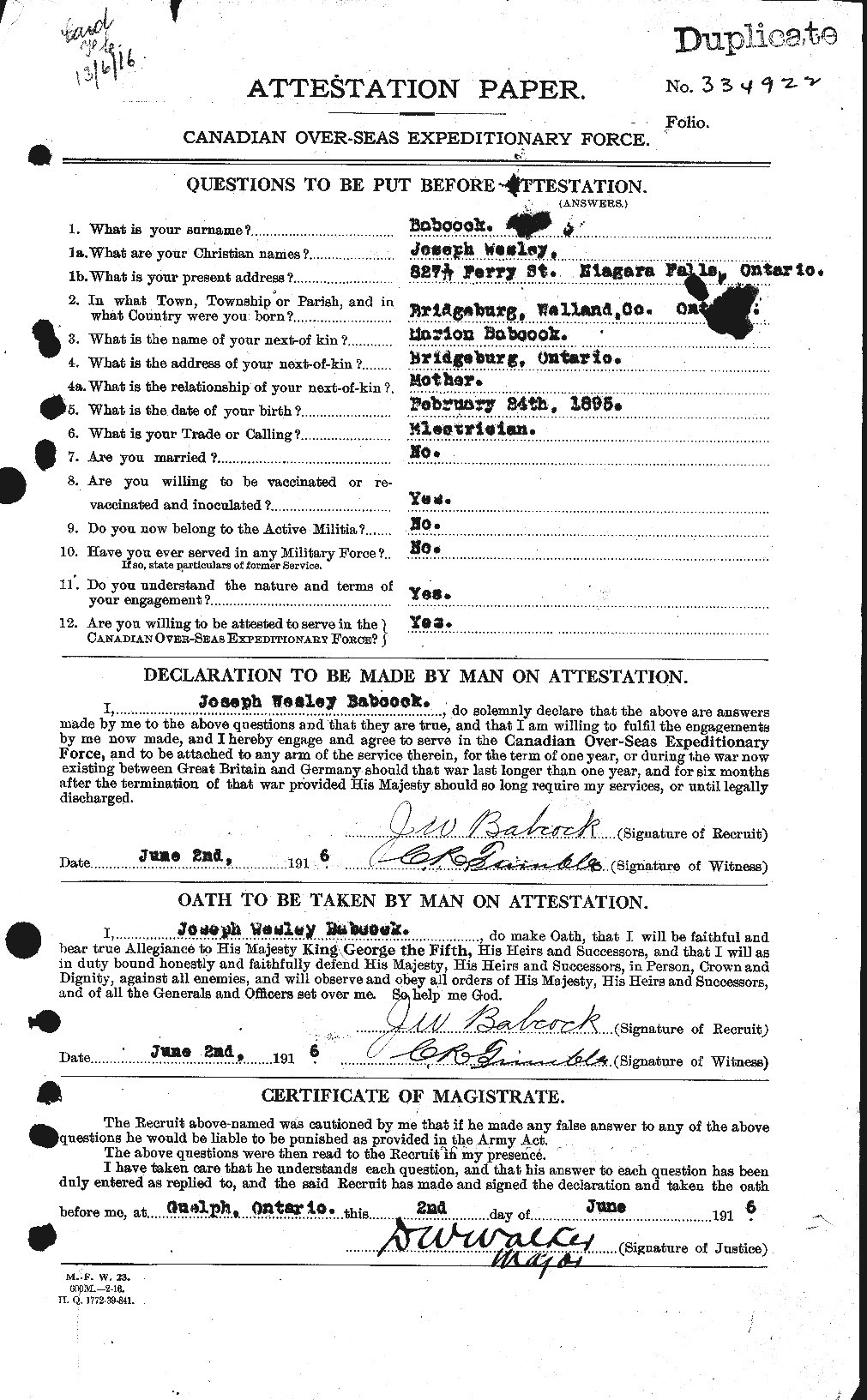 Personnel Records of the First World War - CEF 218224a