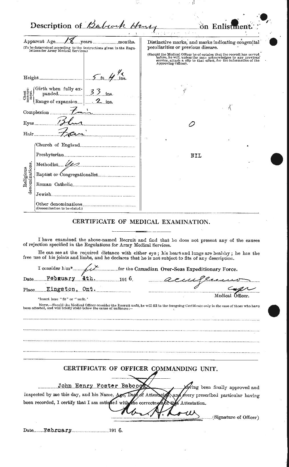 Dossiers du Personnel de la Première Guerre mondiale - CEC 218225b