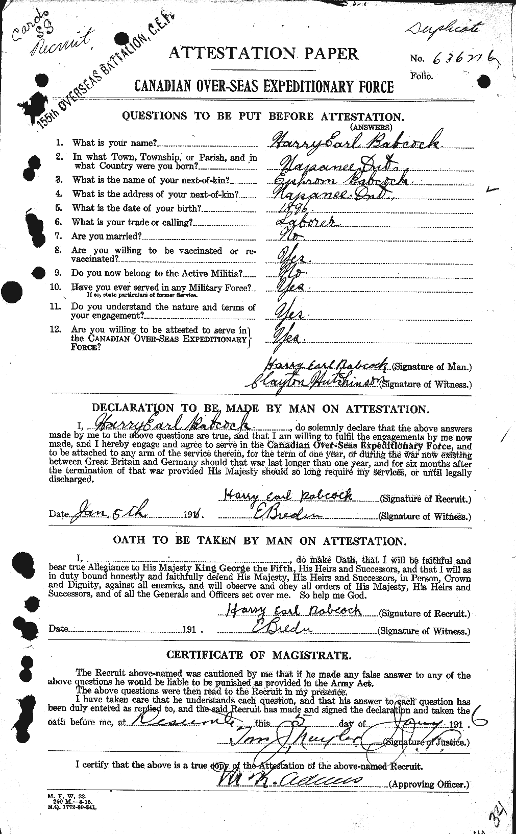 Personnel Records of the First World War - CEF 218238a