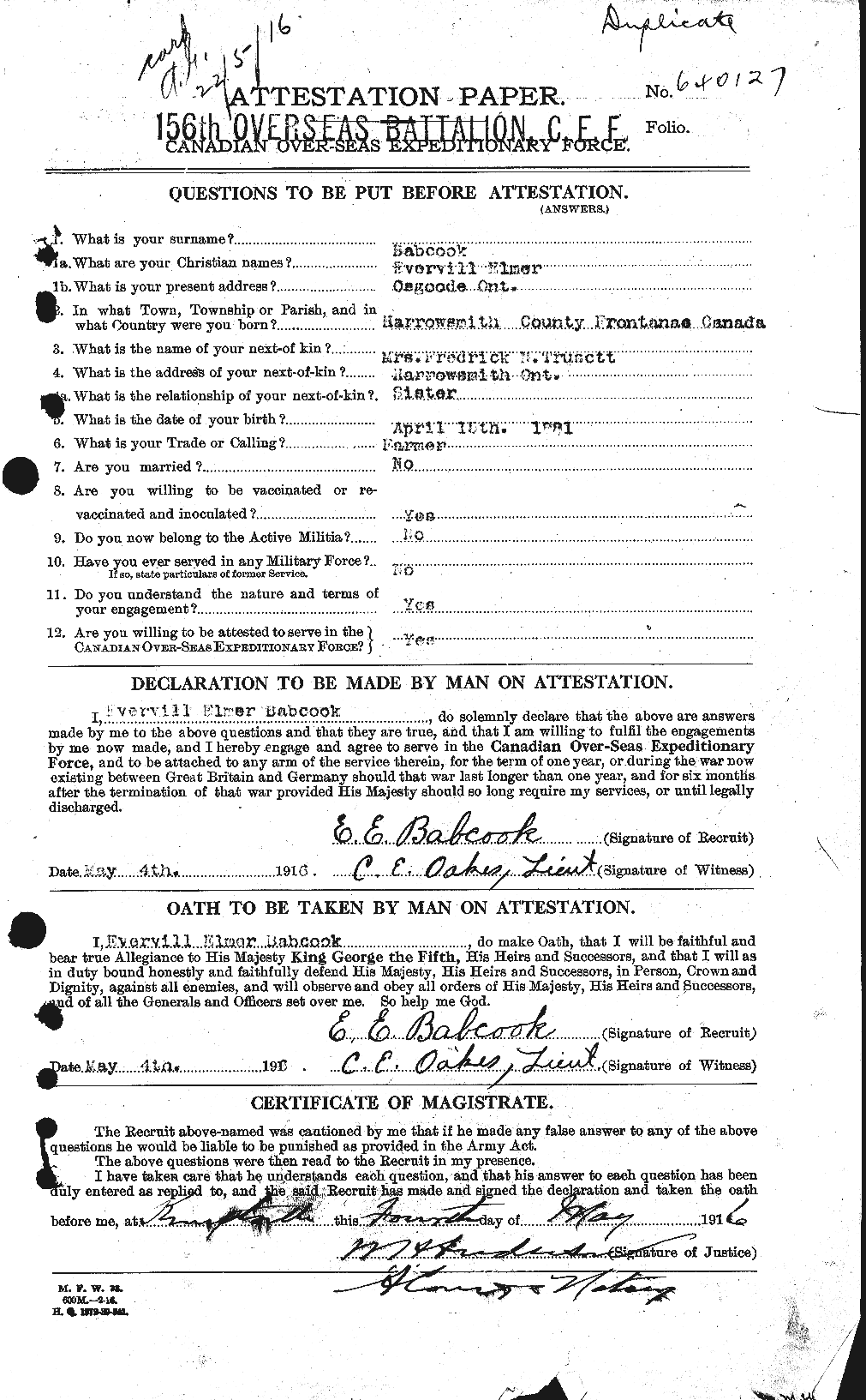 Personnel Records of the First World War - CEF 218244a