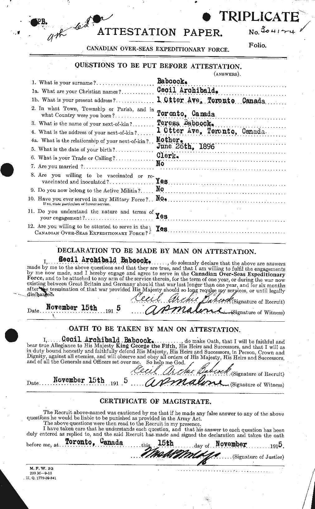 Personnel Records of the First World War - CEF 218256a