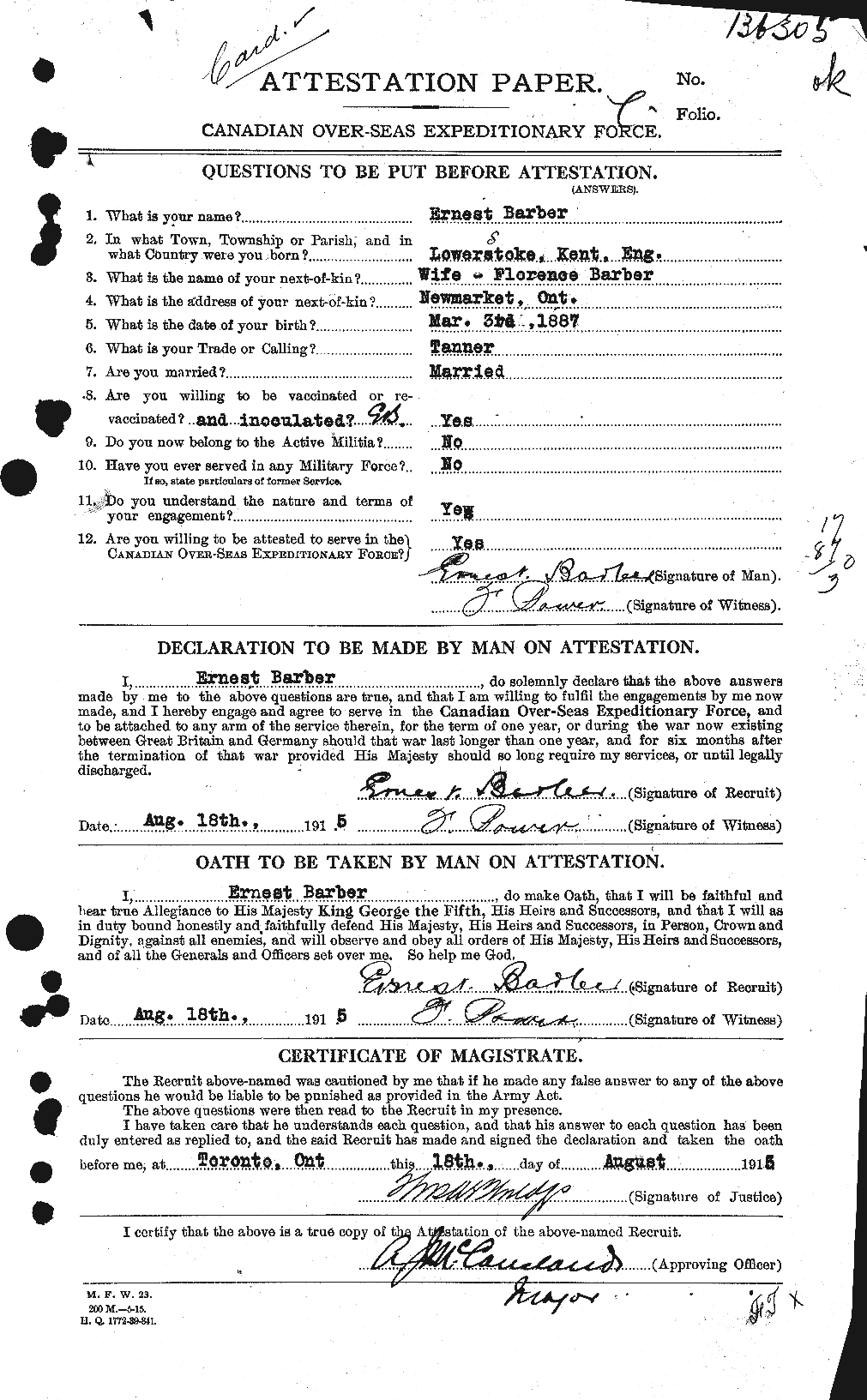 Personnel Records of the First World War - CEF 219150a