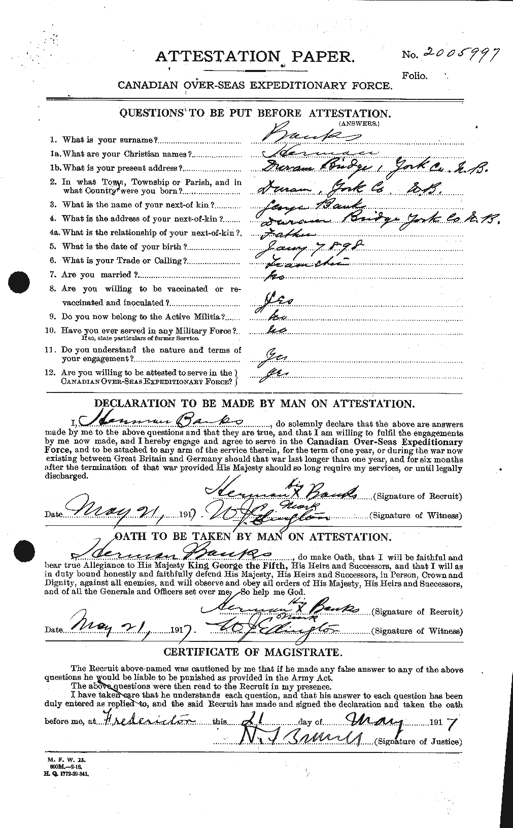 Personnel Records of the First World War - CEF 219194a