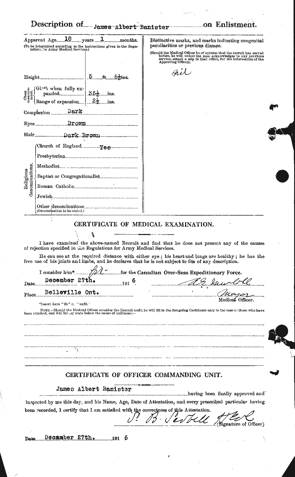 Dossiers du Personnel de la Première Guerre mondiale - CEC 219302b