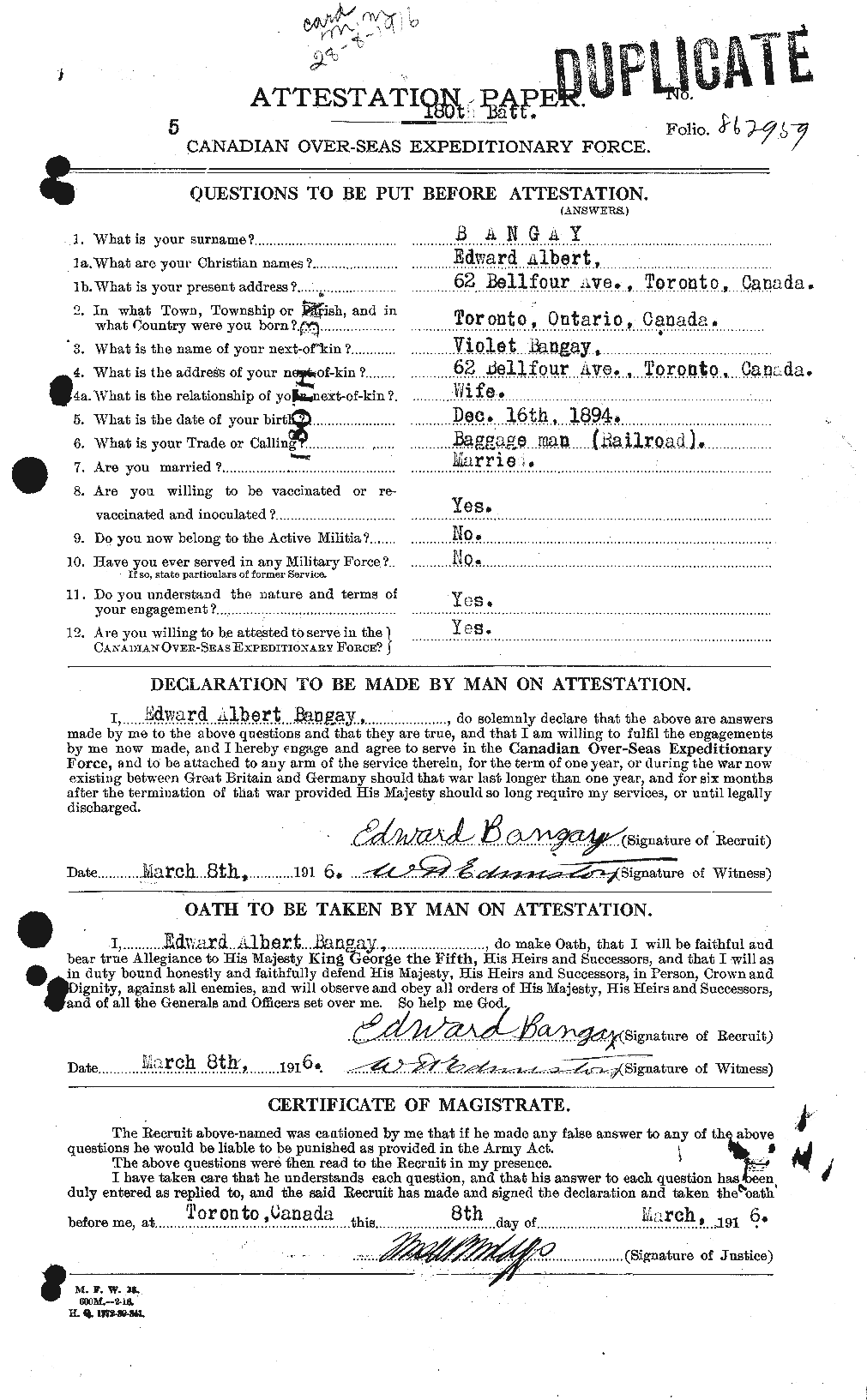 Personnel Records of the First World War - CEF 219333a