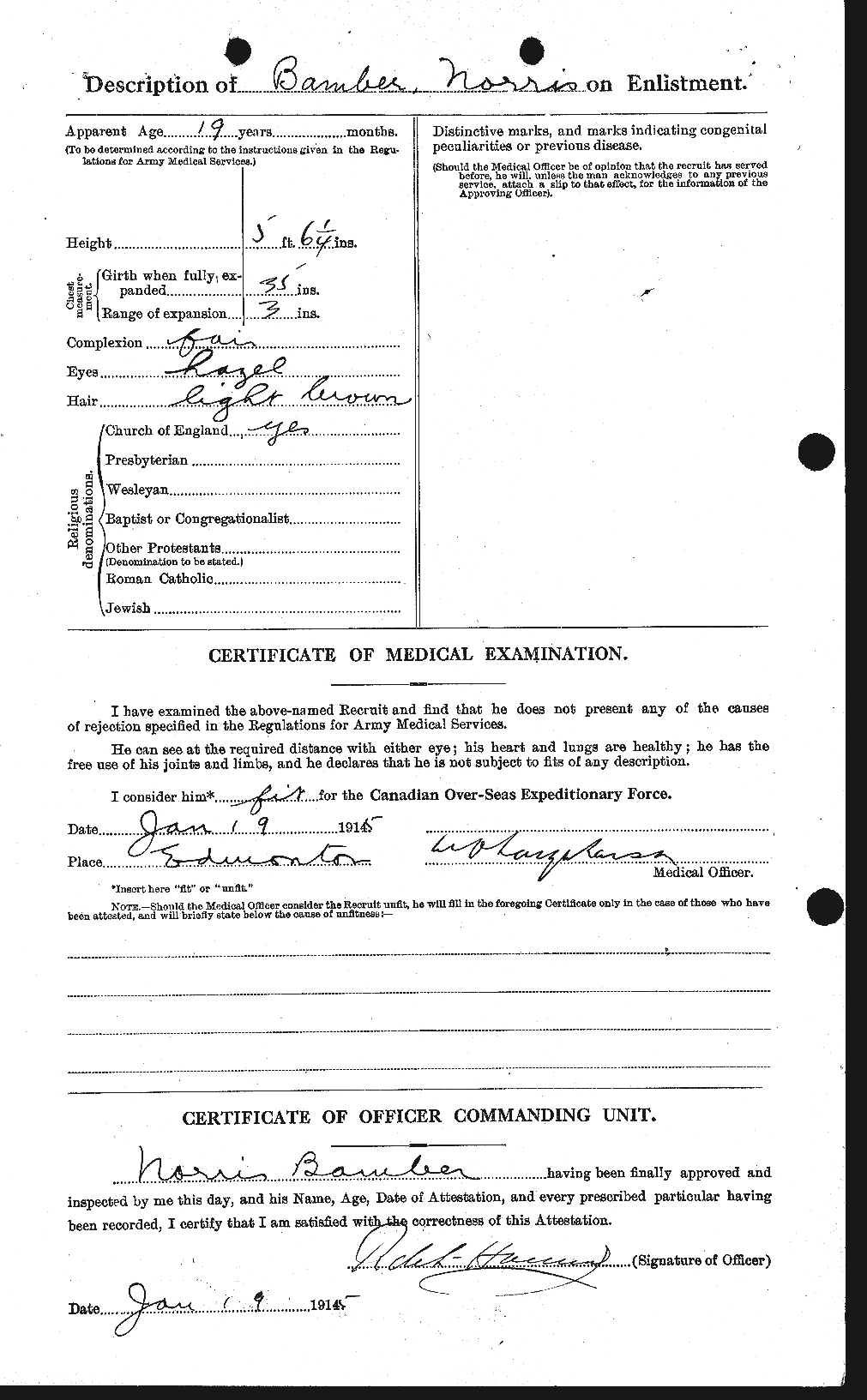 Dossiers du Personnel de la Première Guerre mondiale - CEC 219520b