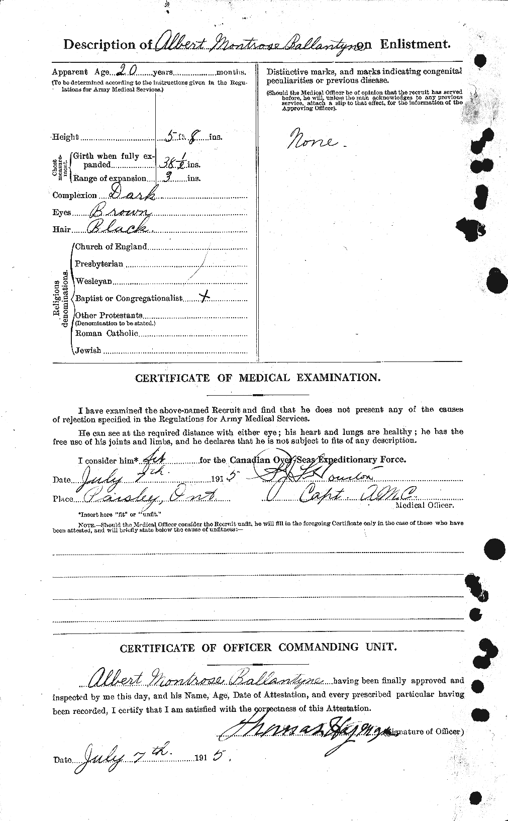 Dossiers du Personnel de la Première Guerre mondiale - CEC 219837b