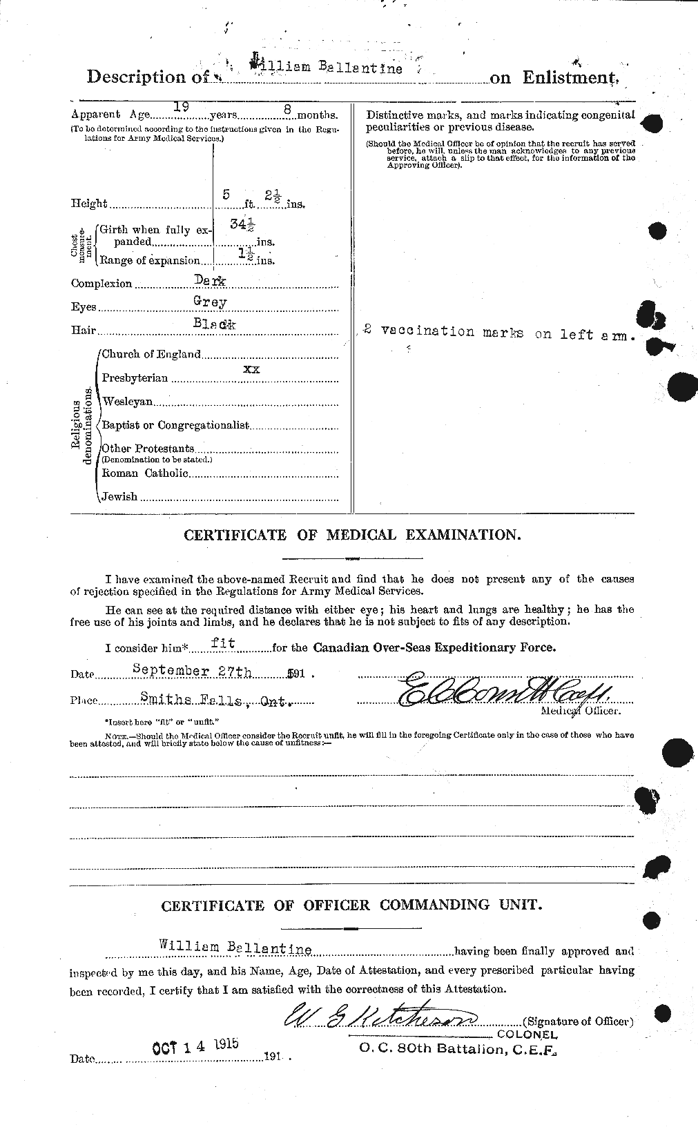 Dossiers du Personnel de la Première Guerre mondiale - CEC 219840b