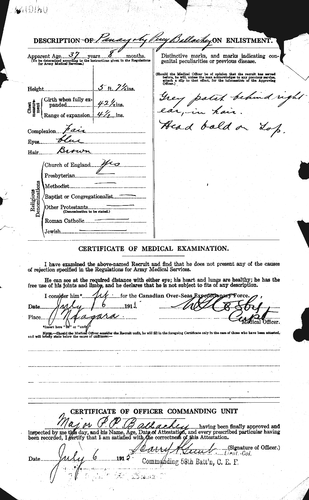 Dossiers du Personnel de la Première Guerre mondiale - CEC 219864b