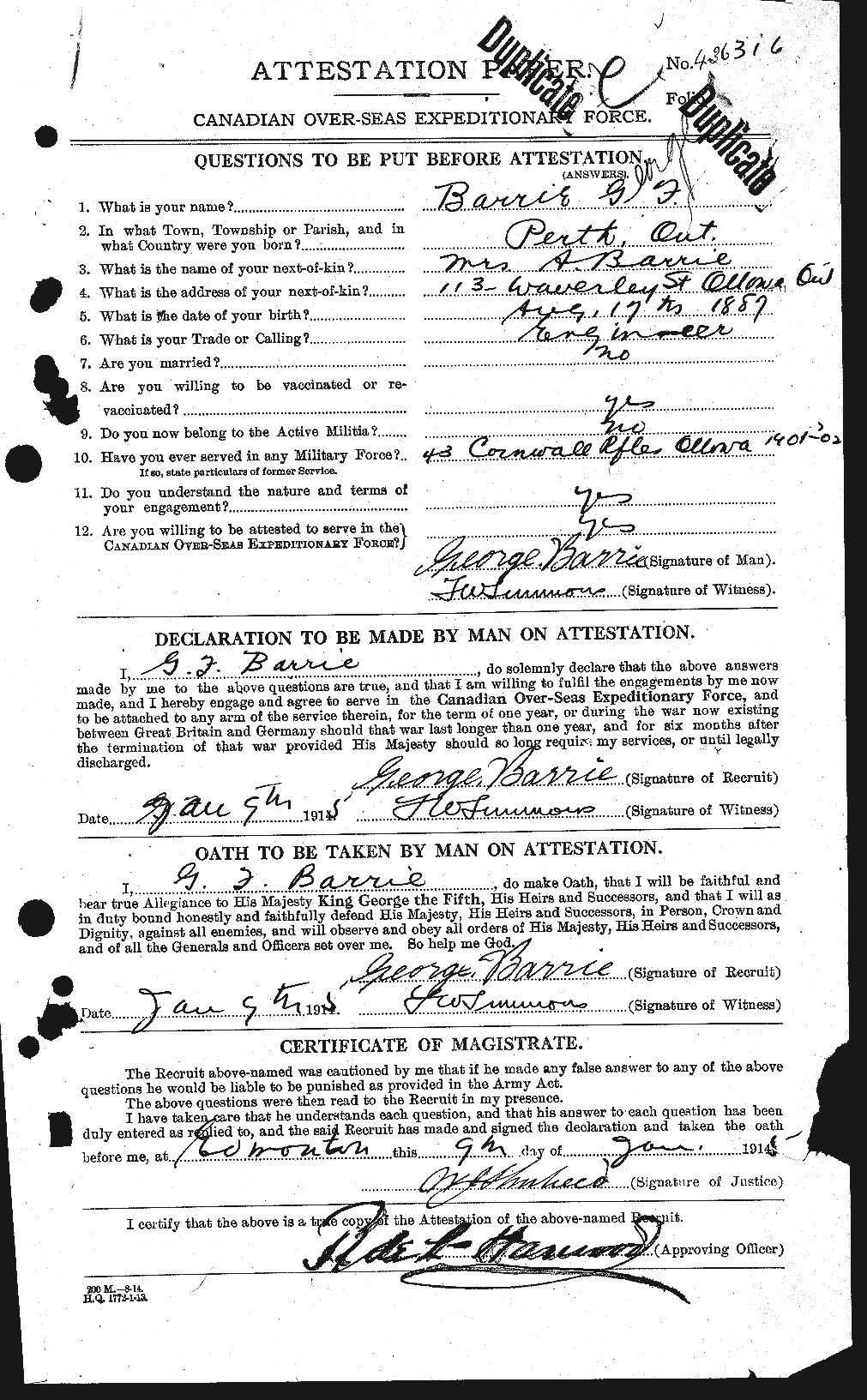 Personnel Records of the First World War - CEF 220047a