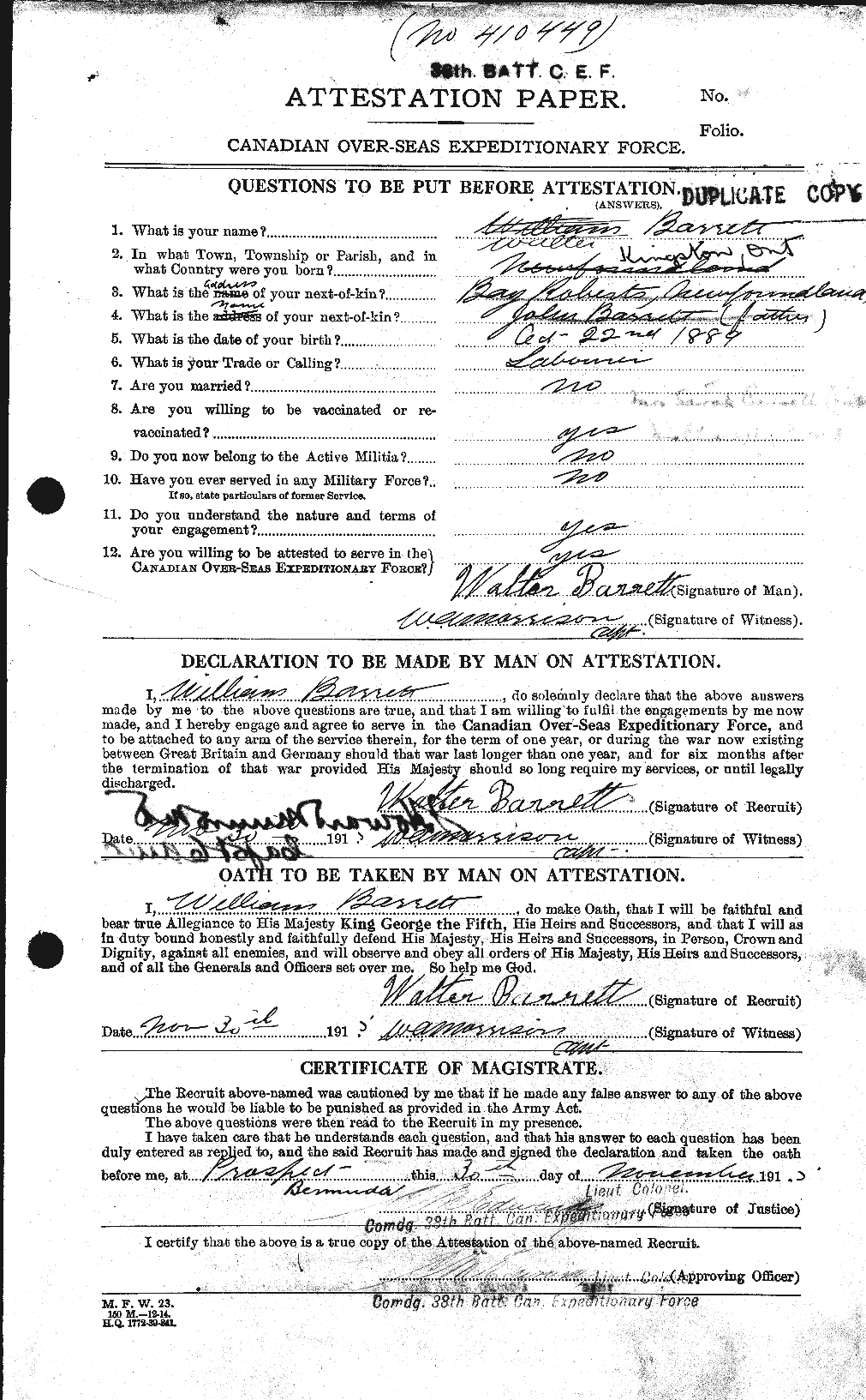 Personnel Records of the First World War - CEF 220154a
