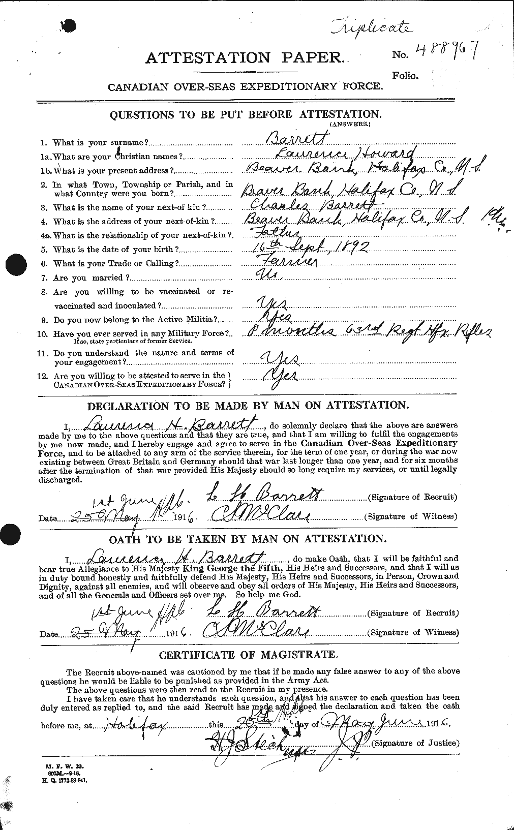 Personnel Records of the First World War - CEF 220227a
